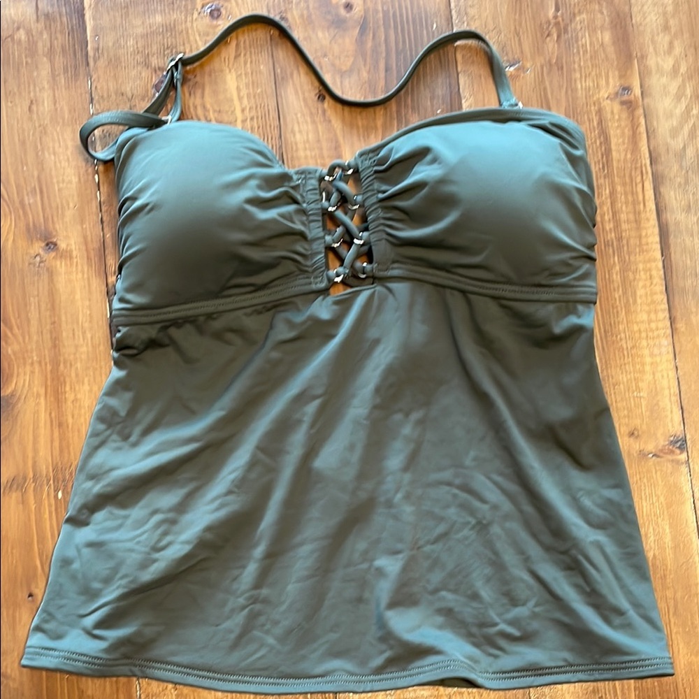 Michael Kors Olive Green Swim Tankini Top